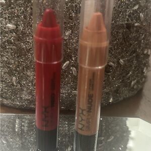 NYX Bold Red and Soft Nude Lip Crayons